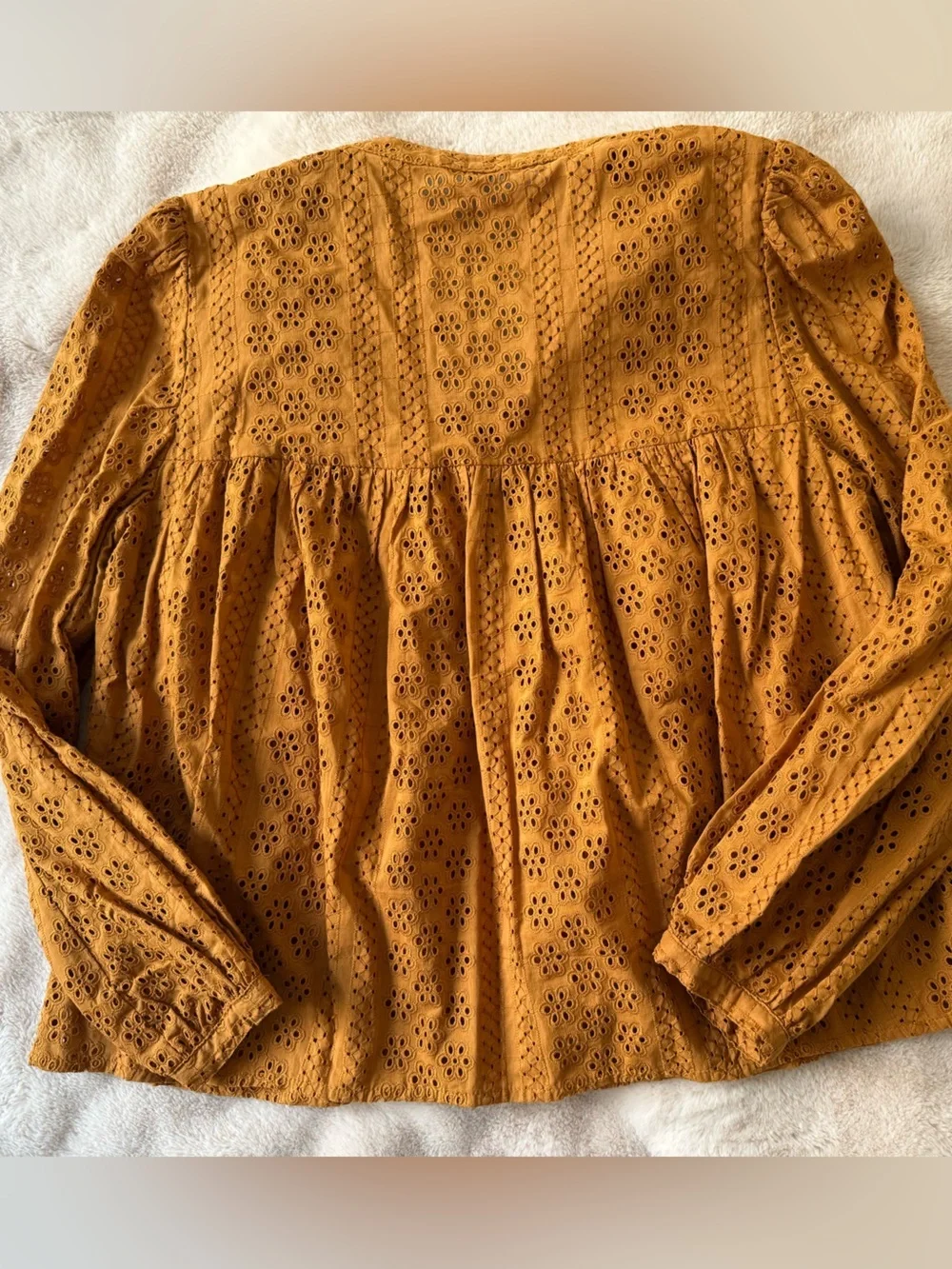 NWT Madewell Eyelet Double-Tie Blouse Carrot Cake Size S